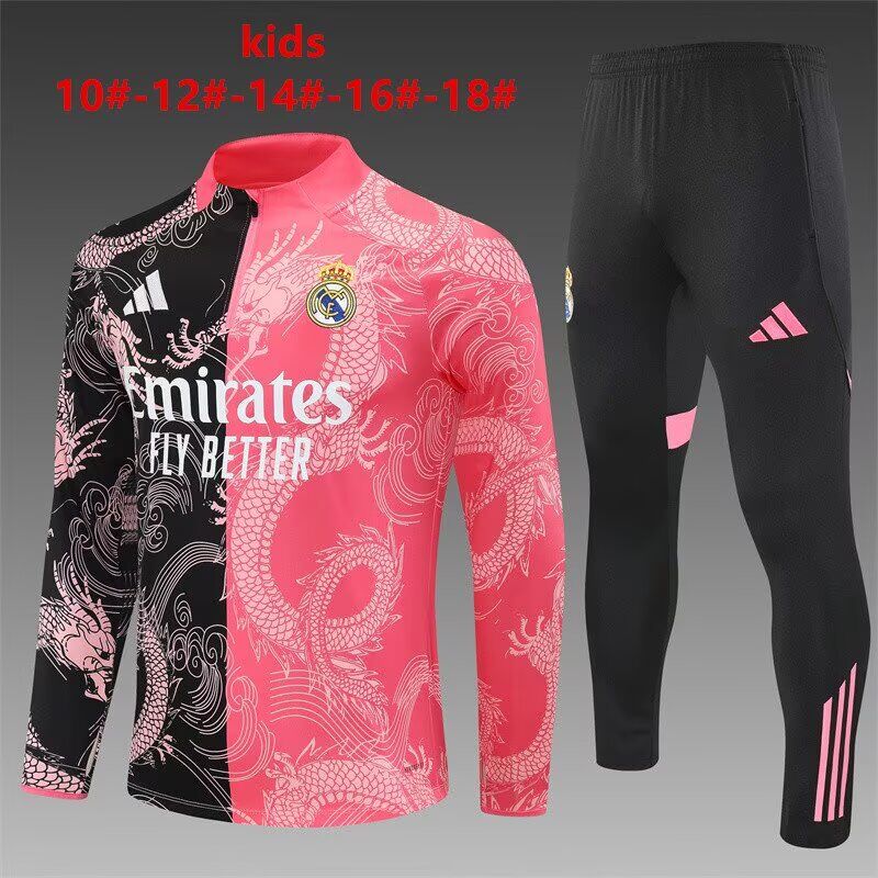 Kids Real Madrid 25/26 Tracksuit -Pink/Black